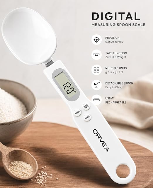 GramIQ Kitchen Electric Digital Weighing Spoon, Food Weight Measuring Digital Spoon Scale, Tare Function, Multi-Unit (g/oz), High Precision