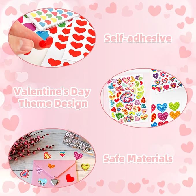 Heart Stickers, 6100 Pcs Small Self Adhesive Heart Sticker, 100 Sheets Gilter Love Sticker Bulk for Card Envelopes Gifts Craft Scrapbooking Wedding Mother's Day Valentines Day Party Decorations Favors