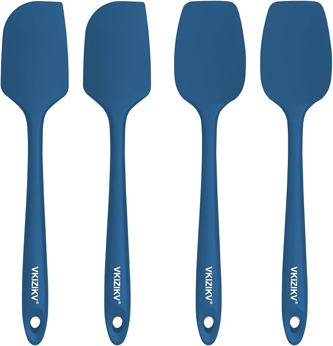 Silicone Spatula Set, 11.4 in, 600°F Heat Resistant (Blue) | Food Grade Rubber, BPA Free, Stainless Steel Core, Flexible for Cooking, Baking, Mixing, Seamless, Nonstick & Dishwasher Safe