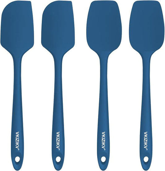 Silicone Spatula Set, 11.4 in, 600°F Heat Resistant (Blue) | Food Grade Rubber, BPA Free, Stainless Steel Core, Flexible for Cooking, Baking, Mixing, Seamless, Nonstick & Dishwasher Safe