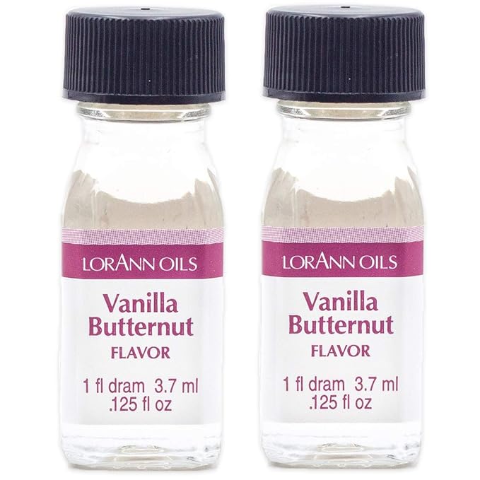 LorAnn Oils Super Strength Flavoring, Used For Candy Making, Flavoring, Baking, Hard Candy, & Flavor Oils - Bold, Natural Flavors 4X Stronger Than Extracts - Vanilla Butternut, Pack of 2, 0.125 fl oz