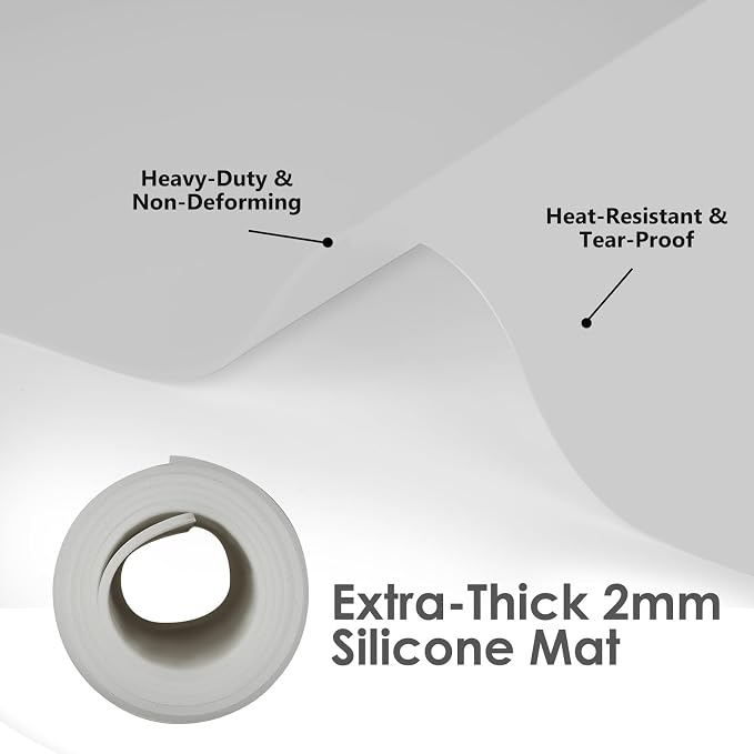 Extra Large Silicone Mat for Resin 36.2" x 24", 2MM Thick Silicone Craft Mat for Table, Multifunction Silicon Matt for Kitchen Countertop Protector Heat Resistant Placemat by Foepoge(Gray)