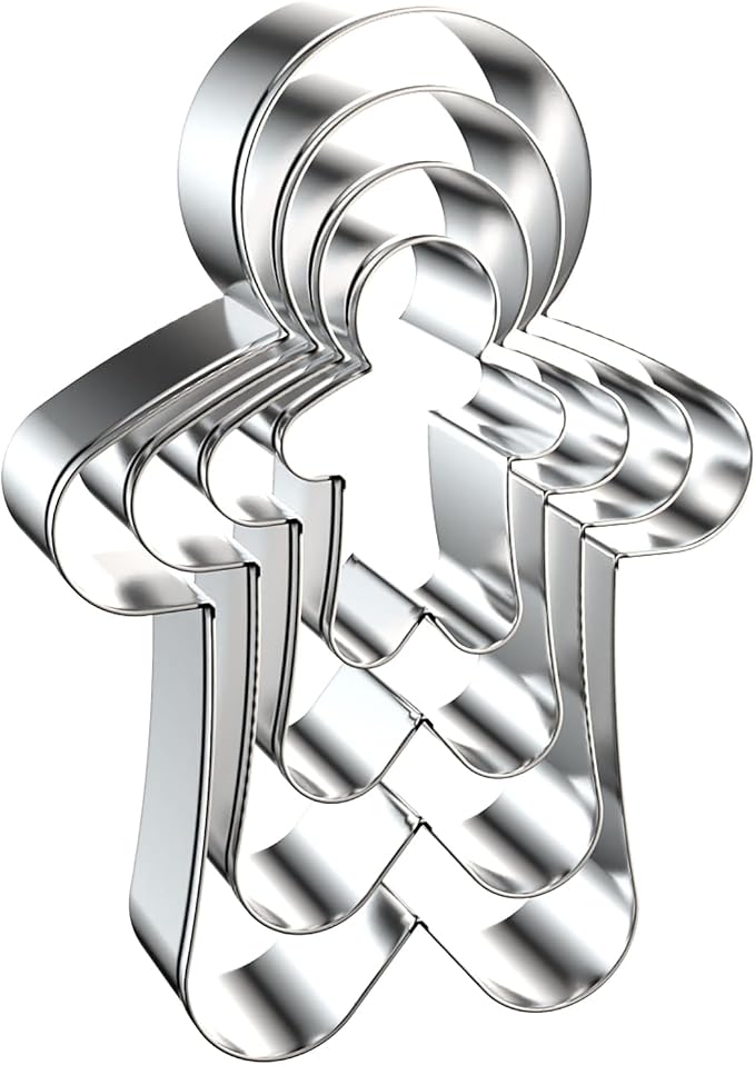 Gingerbread Man Cookie Cutters Shapes Set for Christmas Baking with Assorted Sizes - 5 inch, 4 inch, 3 inch, 2 inch - Stainless Steel