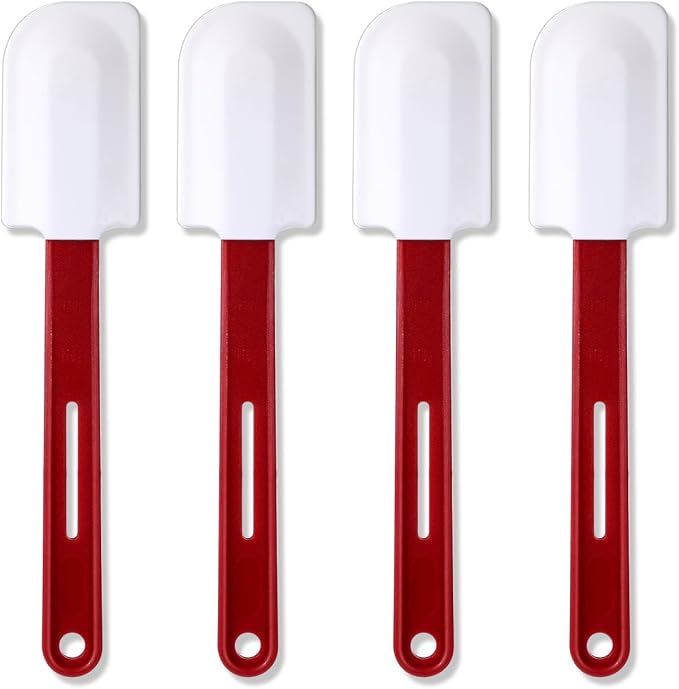 Norme 4 Pcs High Temp Silicone Spatulas Heat Resistant Rubber Spatula Commercial Silicone Scraper with Handle for Kitchen Cook Baking Mixing Utensil, Dishwasher Safe (10 Inch)
