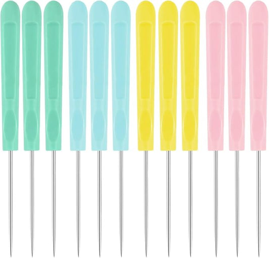 Cookie Decorating Scribe Supplies Icing Scribe Tool for Cake DIY Craft Leather Awl Tool Sewing Stainless Steel Fondant Sugar Stir Needle Biscuit Icing Pin Kit with Handle Baking Scribe Tool(12 Pieces