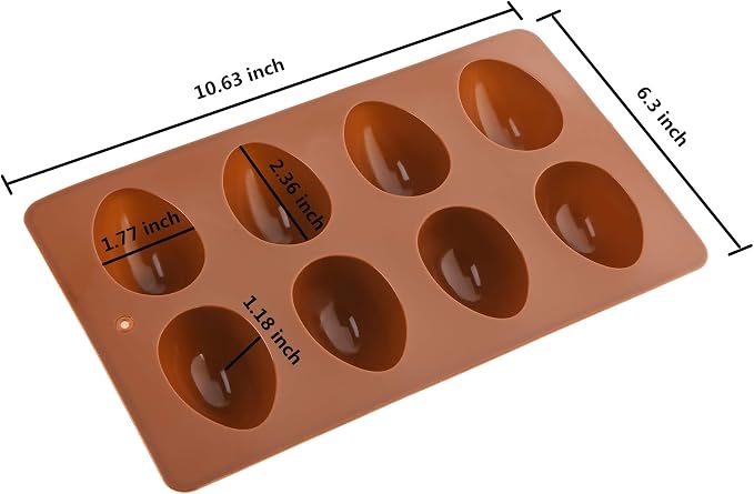 8 Cavity Silicone Egg Pan, Egg Tray, Egg Shape Ice Tray, Silicone Baking Supplies for Cake Decorating, Chocolate, Candy, Jello, Baking Pan for Muffin, Bread and More, Set of 2