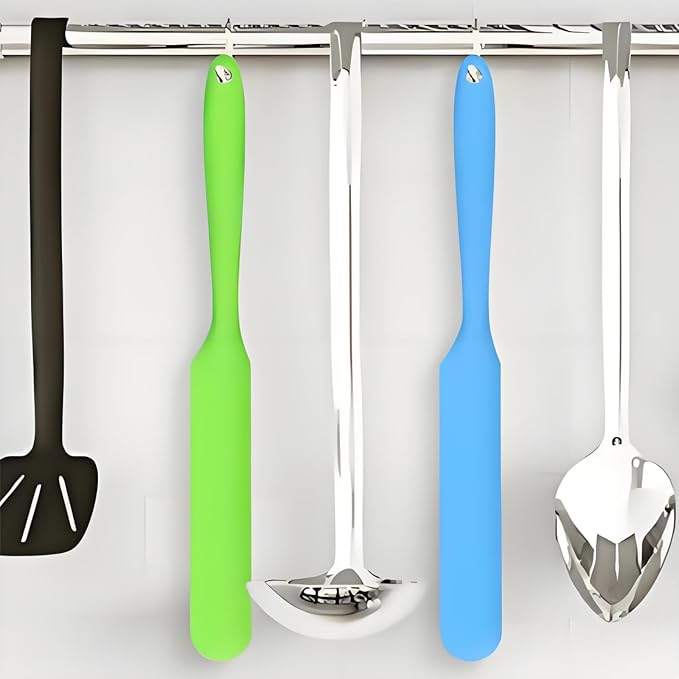 12 Pieces Silicone Jar Spatula, Heat-resistant Jar Scraper Bulk with Long Handle, 9.4 Inch Non-stick Cream Jam Spreader Narrow Kitchen Gadget for Butter, Cake, Blender, Dough