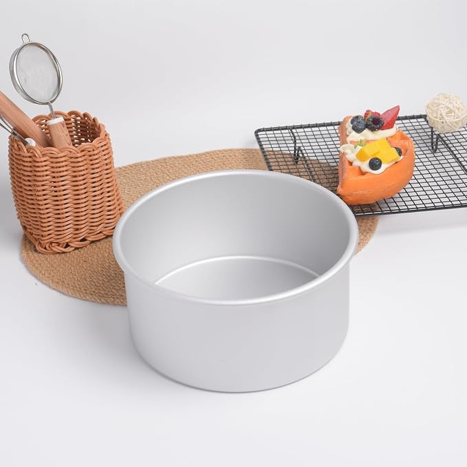 8×4 round Cake Pan,Aluminum cake tin baing pan for birthday cake party (8×4 round Cake Pan)