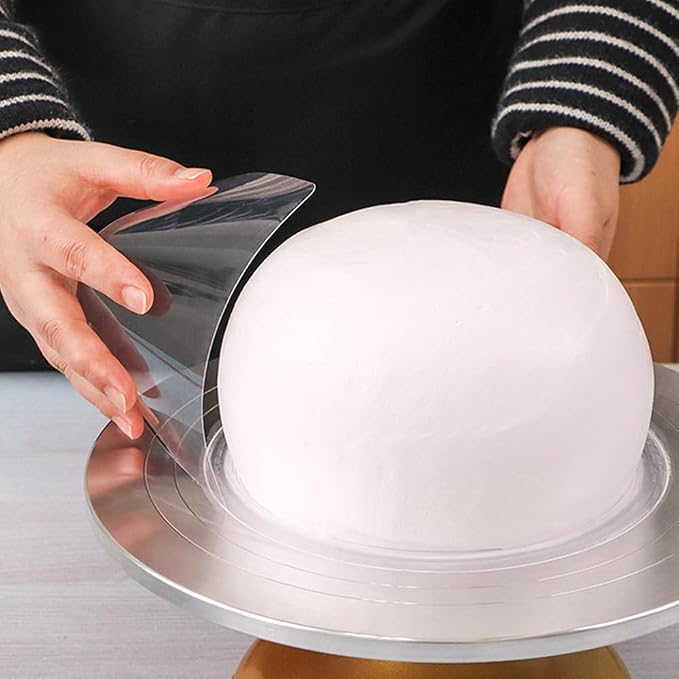 2PCS Cake Smoother Scraper Included 5 Transparent Scrapers, Flexible Plastic Cake Scraper Smoother for Bakery Pastry Cake Decoration Kitchen DIY Baking Tool (White + Pink)