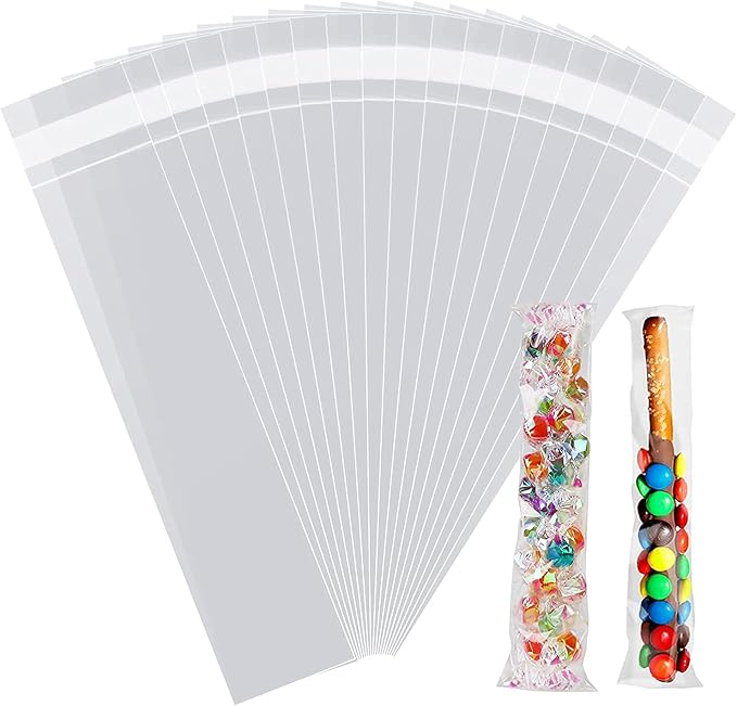 100 pcs Cellophane Bags 3 X 9 Inch Self Sealing Clear Cellophane Bags Self Sealing Adhesive Gift Wrap Plastic Small Business Packaging for Gift Wrapping