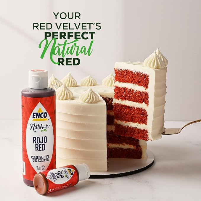 ENCO Natural Food Coloring Gel Red (1.41 oz) – No Artificial Dyes, Vibrant Colors for Icing, Buttercream & Fondant – SQF Certified – Kosher & Vegan – Baking & Cake Decorating