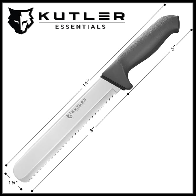 KUTLER Professional 8-Inch Bread Knife and Cake Slicer with Serrated Edge - Ultra-Sharp Stainless Steel Cutlery