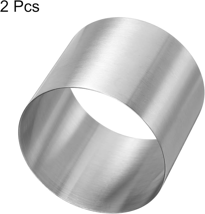 HARFINGTON 2PCS Round Cake Ring 2.36 x 2 Inch Seamless Stainless Steel Pastry Mousse Dessert Ring Mirror Coating for Baking Cooking Making Tool