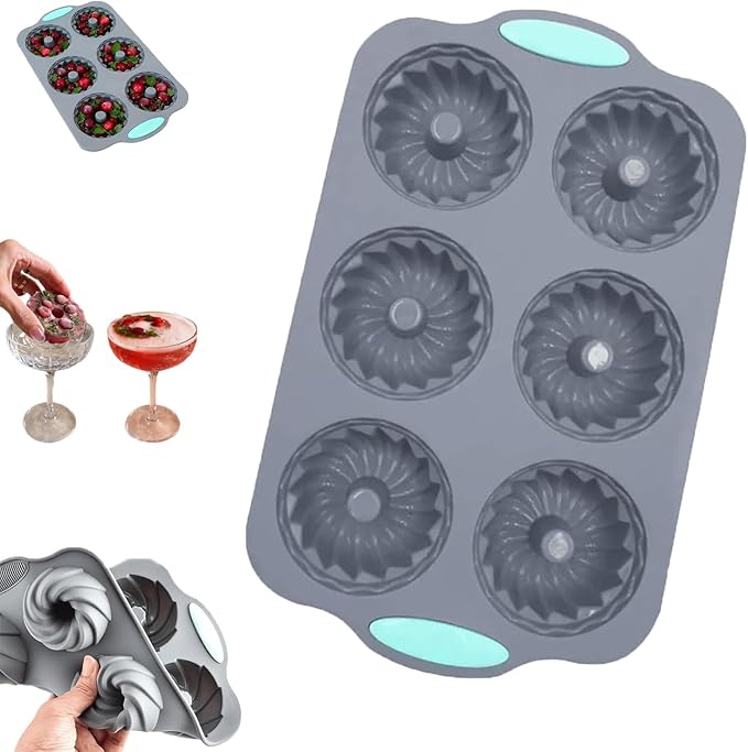Wreath Ice Mold For Holiday Cocktails, Flexible Silicone Mold For Wreath Ice Cubes, DIY Wreath Ice Cube Tray, High-Temperature Resistant, for Making Small Donut/Cake/Snowflakes (A)