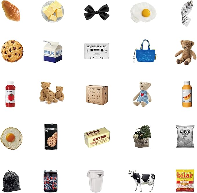 Cute Milk Cookie Stickers, 50PCS Vinyl Waterproof Decals for Kids Teens Adults Home Decor, Water Bottles Laptop Scrapbook