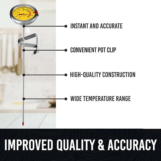CRAFT911 Candy Thermometer with Pot Clip - Deep Fry Oil Thermometer for Frying and Candle Making (Yellow)