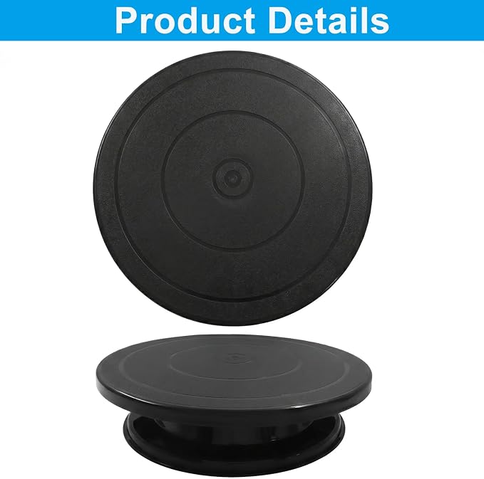 Bonsicoky Cake Stand 11 Inch Rotating Cake Turntable for Decorating, Smoothly Revolving Baking Turntable Stand for Cake, Cupcake, Cookie, Muffin, Black