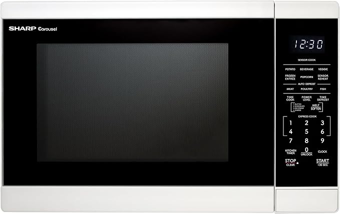SHARP Countertop Microwave Oven with Removable 12.4" Carousel Turntable, 1100 Watt, 1.4 Cubic Feet, White