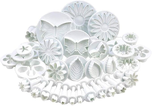 33 Piece Fondant Cake Cookie Plunger Cutter Sugarcraft Flower Leaf Butterfly Heart Shape Decorating Mold DIY Tools