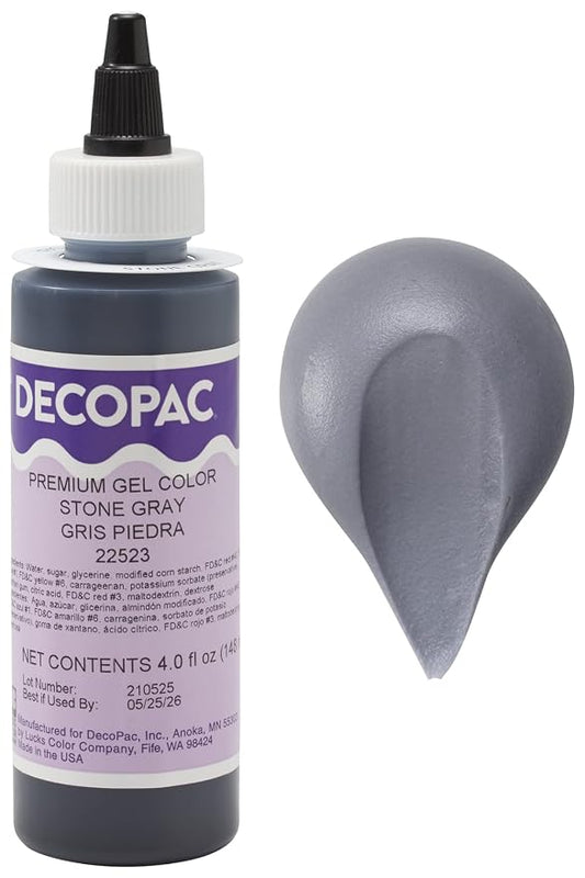 DecoPac Stone Gray Trend Premium Gel Color Cake Decorations, Gray Food Coloring - Gray Gel Color - 4 Fl Oz