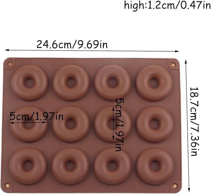 12 Cavity Donut Silicone Chocolate Molds For Candy Chocolate Cake Decoration