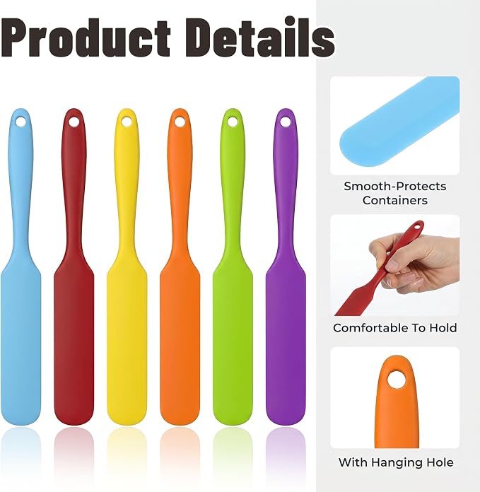 24Pcs Jar Spatula, Silicone Jar Scraper with Long Handle, Jam Spreader Cake Cream Butter Spatulas, Small Silicone Spatula, Jars Blender Waxing Sticks Large with Slant for Hard Wax