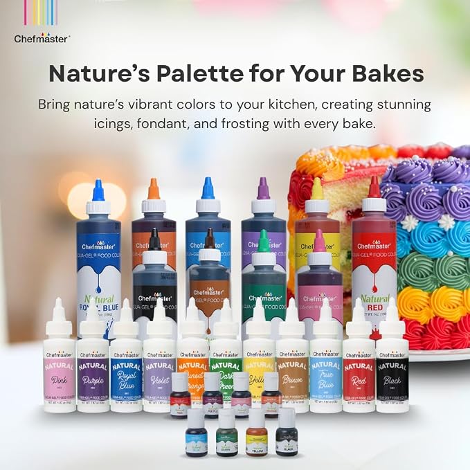 Plant‑Based Natural Liqua-Gel Food Coloring by Chefmaster, No Artificial Dyes, Gel Color for Icing, Frosting, Fondant, & Decorating, Quality Crafted in California USA (True Blue)