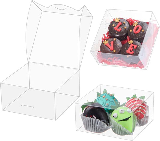 TEMLQPACK 20pcs 4x4x2 Inch Bakery Boxes with Window Cookies Boxes Soap Box Chocolate Truffle boxes Macaron Boxes Gift Treat Boxes for Cake Browine pastries, Dount or gifts goodies Party Favor