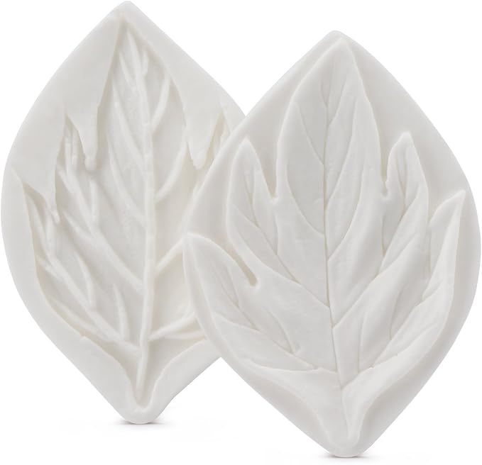 Beasea Silicone Leaf Fondant Mold, 6pcs Rose Leaf Cutter for Fondant Cake Decorations Styling Chocolate Sugar Cookie Cutter Set Silicone Mould
