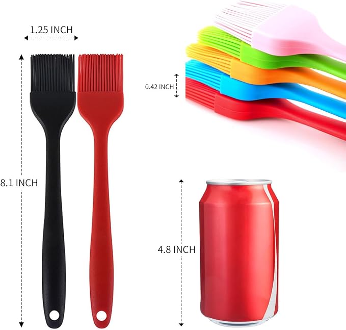 8 Pcs Silicone Basting Brush 230℉ Heat Resistant BPA Free Silicone Marinading Meat Grill Basting Pastry Brush for Oil Butter Sauce Sausages Desserts Turkey Baster Grill Barbecue