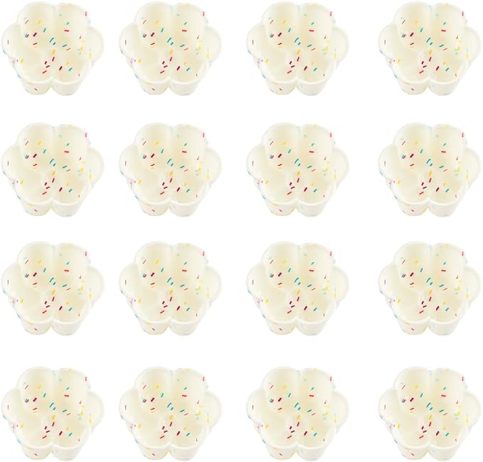 Silicone Mini Fluted Cake Pan Set 12 Pack Nonstick Mini Flan Molds Cute Baking Mold for Cupcakes Donuts Muffins Brownies Cornbread Jelly for Owen Reusable Baking Tray(White, Flower)