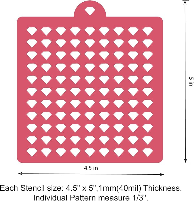 4 Pack Reusable Royal Icing Sprinkle Stencils Gem Glitter Stencils Bakery Stencil Template Set for Cookie Cake and Cupcake,Crafts DIY Tumblers Reusable Glitter & Gem Template Set (Valentine)