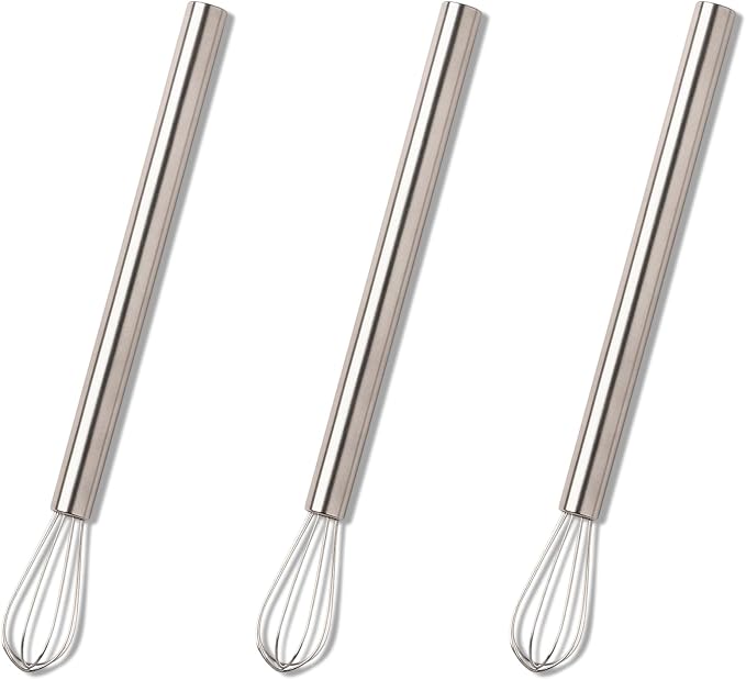 3 Pack Small Whisks for Mixing, Mini Whisks, Blending, Whisking, Mini Wisking Tool for Eggs, Sauces, Batters, Dough, Ideal for Home Kitchen, Baking, Cooking