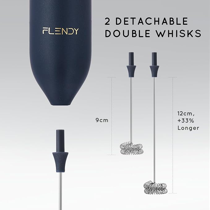 Flendy Rechargeable Milk Frother Handheld, Coffee Frother Handheld with USB-C Charging Stand, Electric Drink Mixer Handheld, Mini Electric Whisk Frother for Coffee, Matcha, etc