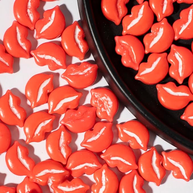NIPEOR Red Lips Edible Pearl Sprinkles, 4.6oz/130g Cake Decorating,Cupcake Cake Candy Sprinkles for Ice Cream Topper(Red Lips)