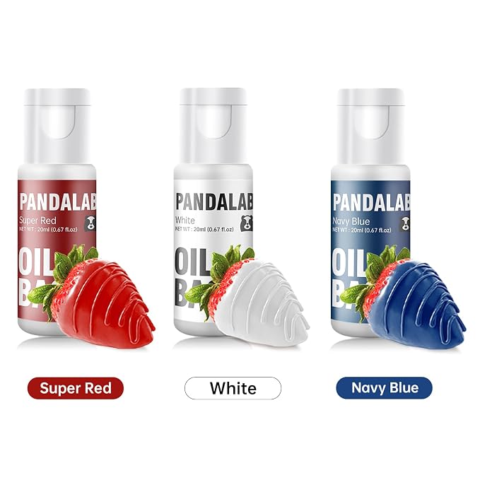 Oil Based Food Coloring for Chocolate - Super Red Navy White Edible Baking Food Dye for Chocolate, Candy Melts, Cakepops, Cakesicles, Fondant, Butter, Meringues, Donuts - 0.67 Fl.Oz Bottles
