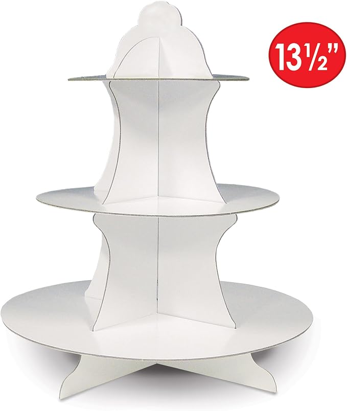Beistle Cupcake Stands, 13.5", White, 2 Piece Pack