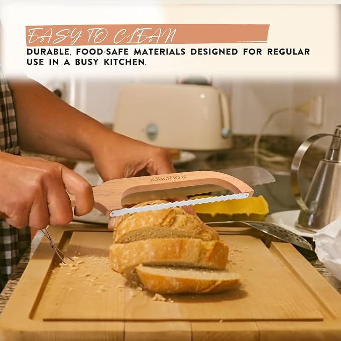 Bread Slicer For Homemade Bread, Sourdough Knife, Bow Design, Scoring tools, Dough Cutter, Baguette, Cake Sliced, Sour Dough, Loaf, Manual Slice, Left and Right-Handed Knives Perfect Rounds 16 Inch.