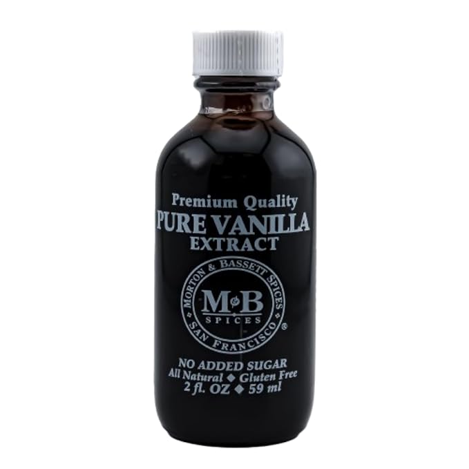 Morton & Bassett Pure Vanilla Extract, 2 fl oz – Non-GMO, Salt-Free, Ideal for Baking & Desserts