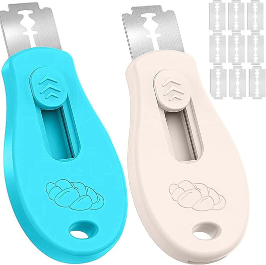 Bread Lame Sourdough Scoring Tool, Extractable & Magnetic Bread Scoring Tool, Scoring Knife for Bread Baking, Bread Razor for Homemade Bread, Sourdough Scorer Tool, Includes 5 Razor Blades-Beige+Blue
