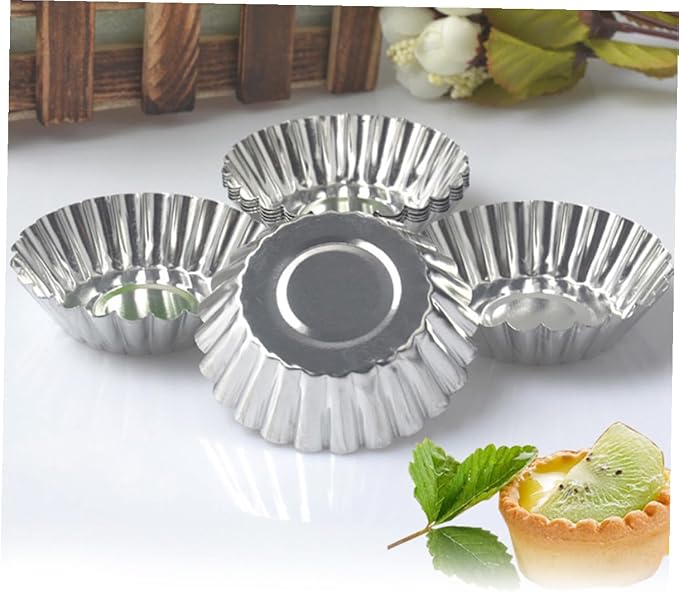 40pcs Nonstick Tinplate Egg Tart Molds for Baking Cupcakes Pies Custards Muffins and Cookies Metal Fluted Baking Cups for Even Heat Conductivity and Easy Release