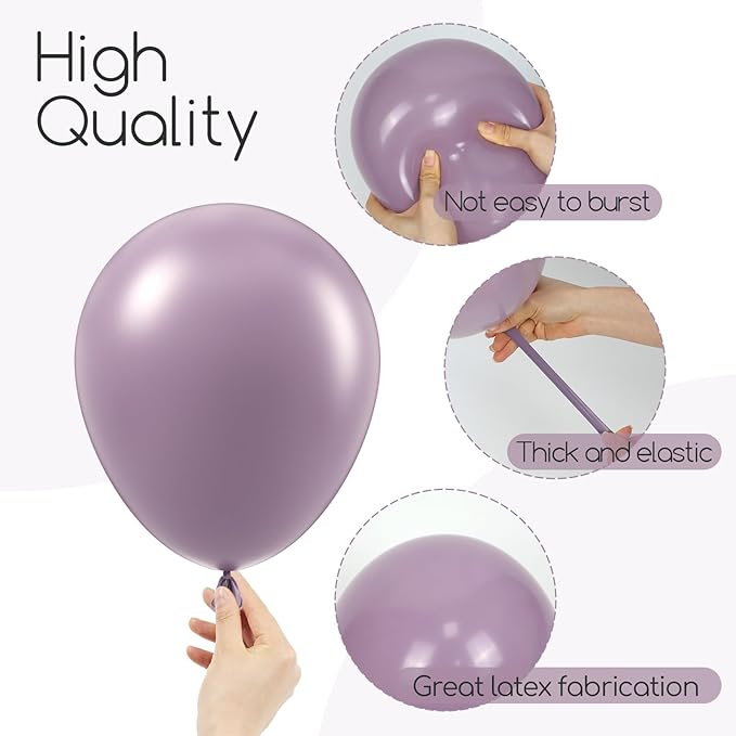120pcs Dusty Purple Balloons 18 12 10 5 inch Purple Balloons Different Sizes Balloon Arch Kit for Boho Bridal Baby Shower Wedding Birthday Party Decorations