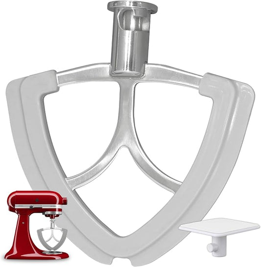 Flex Edge Beater for KitchenAid 4.5-5Quart Tilt-Head Stand Mixer, Stainless Steel Flat Beater Paddle, Fits KitchenAid Mixer Accessories & Attachments, with Silicone Edges Scraper
