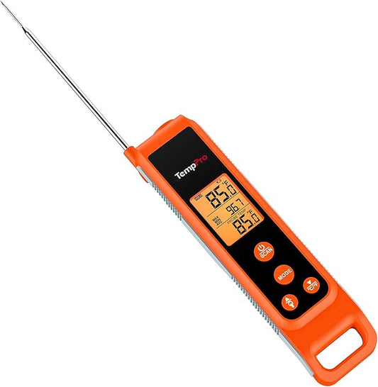 TempPro TP420 2-in-1 Instant Read Thermometer for Cooking, Infrared Thermometer with Meat Probe, Non-Contact Laser Meat Thermometer for Griddle Grill Pizza Oven HVAC Pool, Gift for Dad Husband