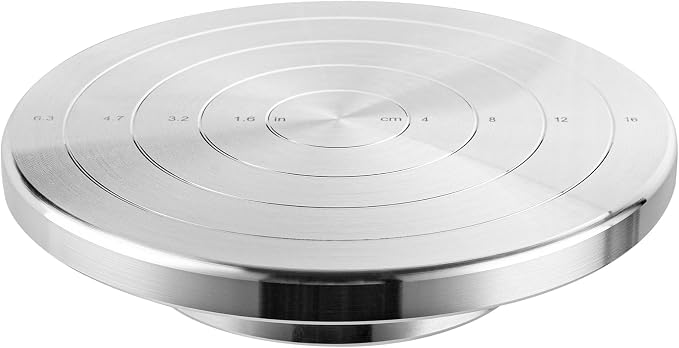 Banding Wheel, Double-Sided Pottery Turnable Wheel Aluminium Alloy Heavy Duty Metal Wheel with Ball Bearings for Ceramics Model Making Clay Modeling Cake Decor Paint Spraying (7 Inch with Scale)