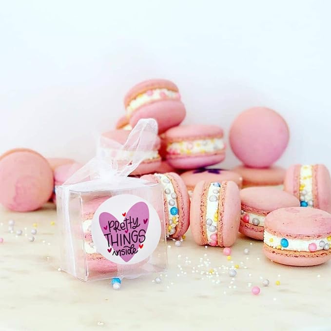 WRAPAHOLIC 2 Inch 500 Total Labels Pretty Things Inside Stickers - Heart Thanks for Shopping Small Shop Local Handmade