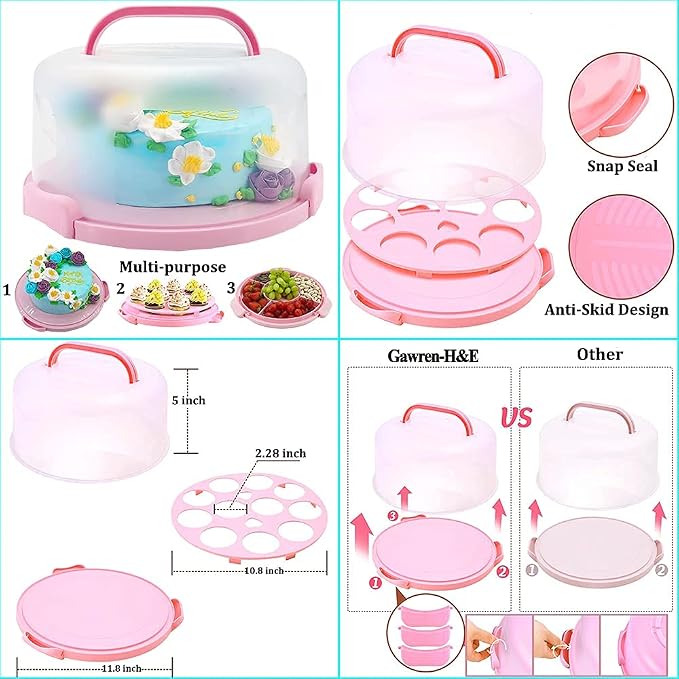 Gawren-H&E 678pcs Cake Decorating Kit,Baking Supplies with Decorating Tools,Cake Carrier,Cake Turntable,Piping Bags and 74 Tips,Springform Pans,Cake Decoratng Supplies Kit for Beginners/Professional