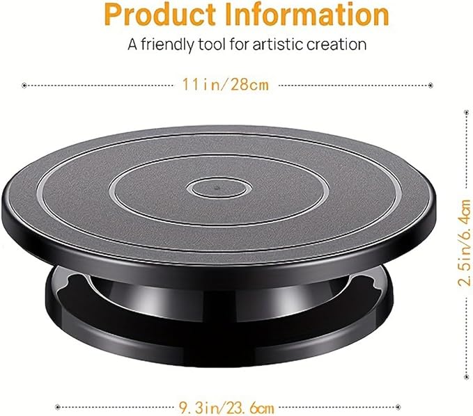 Cake Decorating Turntable,Cake Decorating Supplies Revolving (White) (12in black)