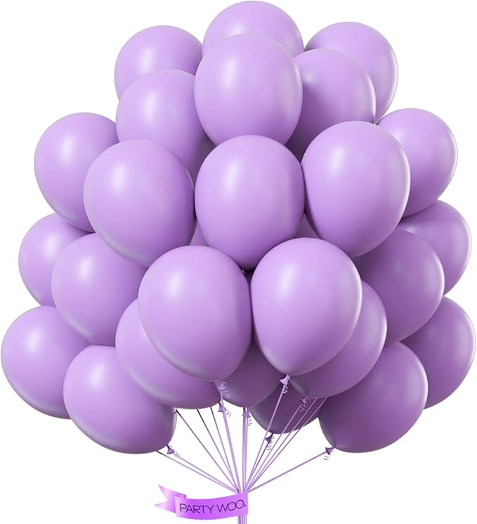 PartyWoo Lavender Balloons 100pcs 12 Inch Light Pastel Purple Lilac Purple Latex Helium Balloons for Birthday Baby Shower Graduation Wedding Anniversary Bridal Shower Party Decorations Purple-Q10