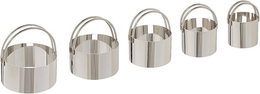 R&M International 1746 Stainless Steel Round Biscuit Cutters with Handles, Assorted Sizes, 5-Piece Set